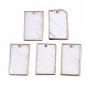 Natural Freshwater Shell Pendants, Brass Edge Golden Plated, Rectangle