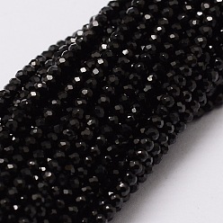 Spinelle naturel noir brins de perles, facette, ronde