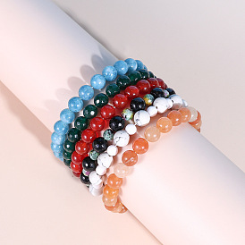 Acrylic Agate-Like Beaded Bracelet - Minimalist Jewelry for Women