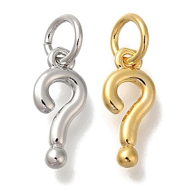 Rack Plating Brass Pendants, Cadmium Free & Lead Free, Long-Lasting Plated, Question Mark Charms, With Jump Ring