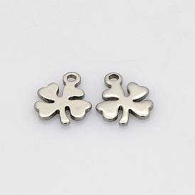 Four Leaves Clover 304 Stainless Steel Charms, 10x8x1mm, Hole: 1mm