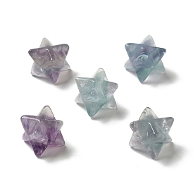 Perles de fluorite naturelles, pas de trous / non percés, Merkaba Star