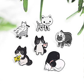 Cute Cartoon Animal Alloy Brooch Pin for Mischievous Cat Lying in Shopping Cart