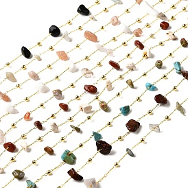 Цепочки из натуральных и синтетических драгоценных камней ручной работы с бусинами, пайки, с реечной обшивкой латунными выводами, долговечный, без свинца и без кадмия, с катушкой, реальный 18 k позолоченный