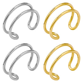 Кольца-манжеты из нержавеющей стали для женщин, двухслойные дизайнерские кольца