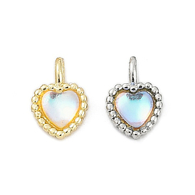 Латунные микропаве прозрачные кубические циркониевые подвески, сердце, без кадмия и без свинца, долговечный, стойки покрытие