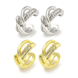 Латунные серьги-манжеты из прозрачного кубического циркония, для женщин