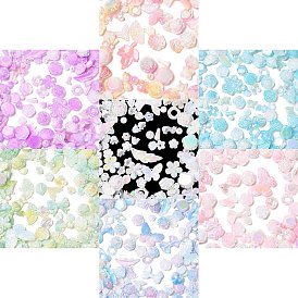 Rainbow Iridescent Plating Acrylic Beads, Pearlized, Mixed Shapes