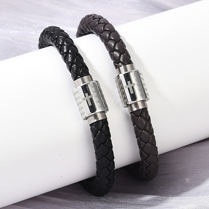 Плетеные браслеты из микрофибры, 304 колонна из нержавеющей стали с крестообразными браслетами для женщин и мужчин, с штык застежками