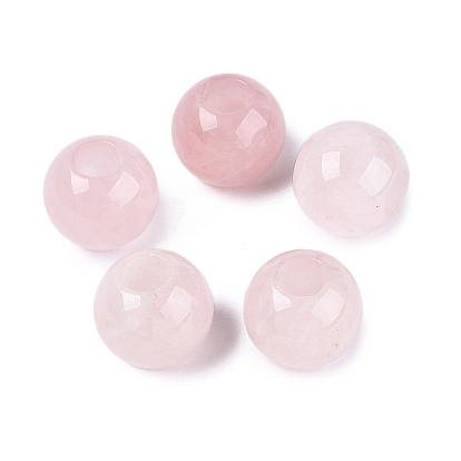 Природного розового кварца бусы, гладкая рондель, бусины с большим отверстием