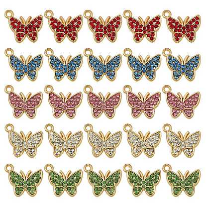 25 подвески из сплава шт., с кубического циркония, золотые, бабочка