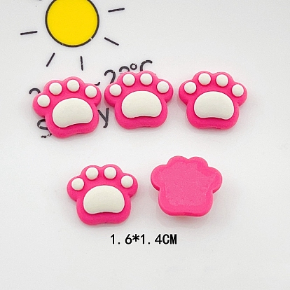 Opaque Resin Decoden Cabochons, Cartoon Paw Print