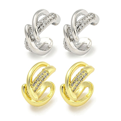 Латунные серьги-манжеты из прозрачного кубического циркония, для женщин