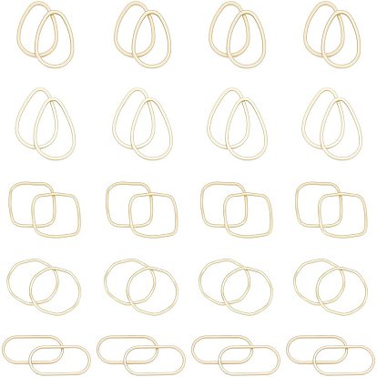 40Pcs 5 Style Smooth Surface Alloy Linking Rings, Mixed Shapes