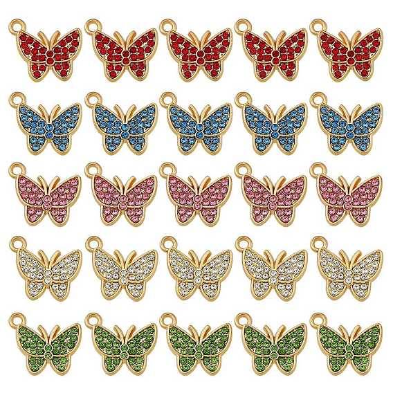 25 подвески из сплава шт., с кубического циркония, золотые, бабочка