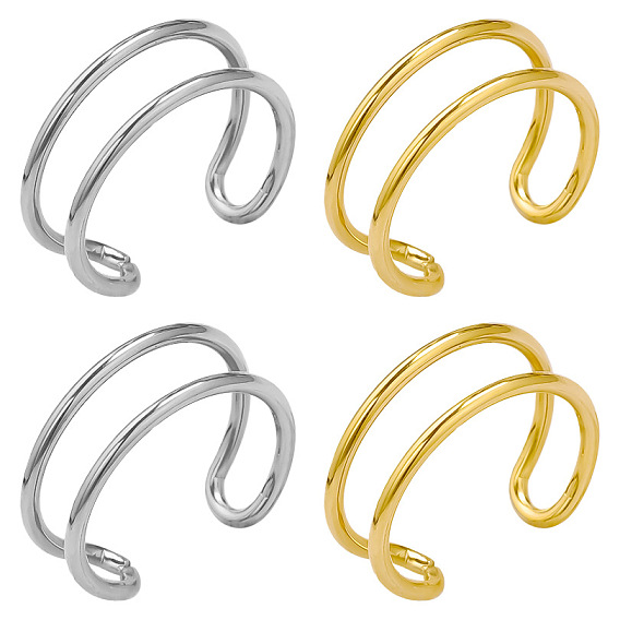 Кольца-манжеты из нержавеющей стали для женщин, двухслойные дизайнерские кольца