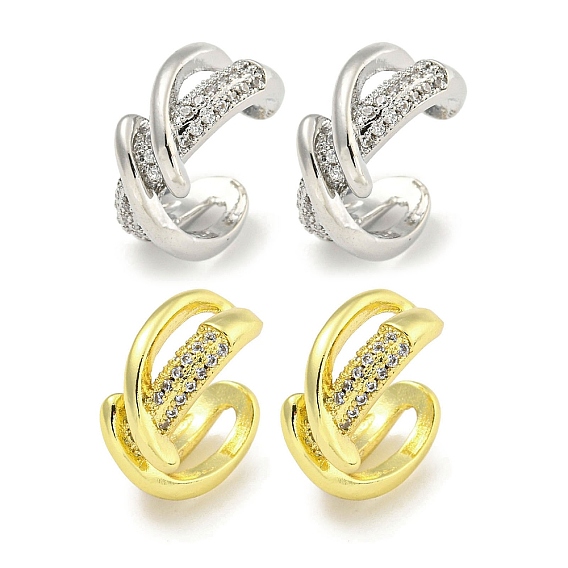 Латунные серьги-манжеты из прозрачного кубического циркония, для женщин