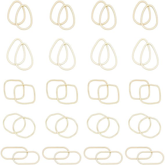 40Pcs 5 Style Smooth Surface Alloy Linking Rings, Mixed Shapes