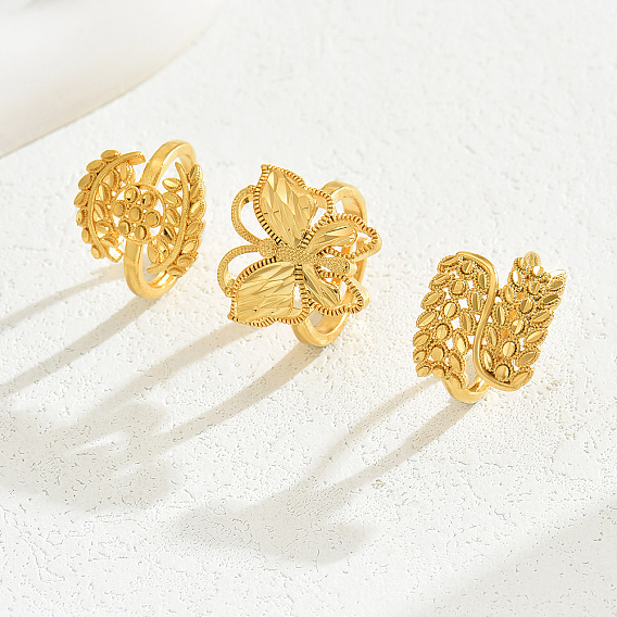 Латунные регулируемые кольца для женщин, золотые