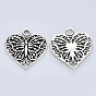 Tibetan Style Alloy Pendants, Cadmium Free & Nickel Free & Lead Free, Heart with Butterfly