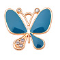 Alloy Enamel Pendants, with Rhinestone, Butterfly Charm, Golden