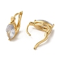 Golden Brass Micro Pave Cubic Zirconia Hoop Earrings