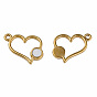 304 Stainless Steel Pendants, with White Shell, Heart