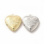 Brass Locket Pendants, Photo Frame Charms for Necklaces, Long-Lasting Plated, Heart with Flower & Word Love You Charm