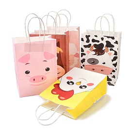 Rechteckige Papiertüten, mit Griff, für Geschenktüten und Einkaufstüten, tierisches thema