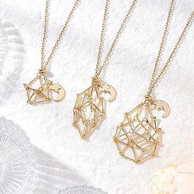 3 шт. 3 стили 304 нержавеющая сталь пустой макраме мешочек звезда луна кулон кабель цепь ожерелья, с ползунками