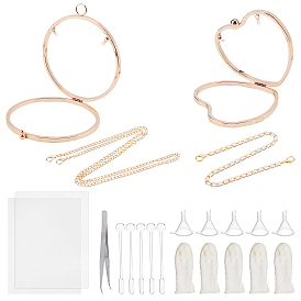 Purse Making Kits, with Iron Curb Chain Bag Handles, Plastic Bag & Funnel Hopper & Round Stirring Rod, Alloy Bag Accessories, Latex Finger Cots, 304 Stainless Steel Beading Tweezers