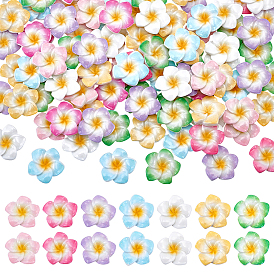 105шт. 7 цвета, непрозрачные смоляные кабошоны в виде цветков плюмерии