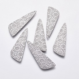 304 Stainless Steel Pendants, Triangle with Flower