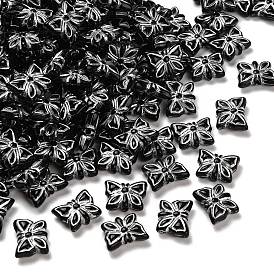 Непрозрачные акриловые бусины, серебристого металла, обвитыми, бабочка