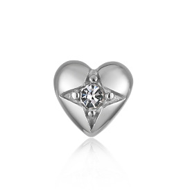 316 Кольца для языка из хирургической нержавеющей стали с микропрорезями и прозрачным кубическим цирконием, сердце