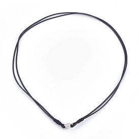 Waxed Cord Necklace Making, with Stainless Steel Clasps, Stainless Steel Color