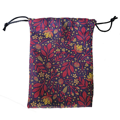 Lint Packing Pouches Drawstring Bags, Birthday Gift Storage Bags, Rectangle with Flower Pattern