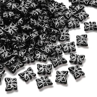 Непрозрачные акриловые бусины, серебристого металла, обвитыми, бабочка