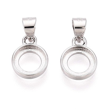 Настройки Серебряный кулон кабошон 925 стерлингов, плоско-круглые, с кнопкой на поруки, настройки открытой спины