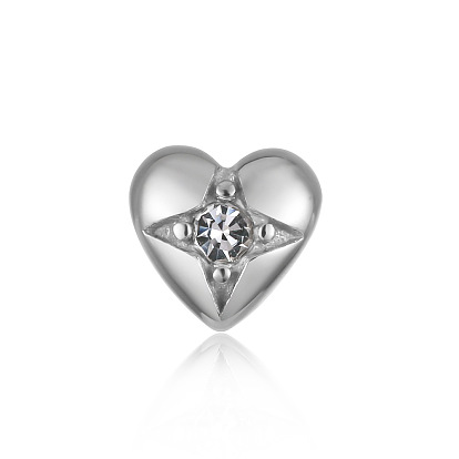 316 Кольца для языка из хирургической нержавеющей стали с микропрорезями и прозрачным кубическим цирконием, сердце