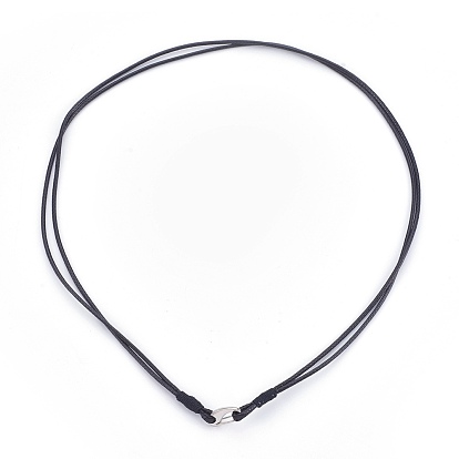 Waxed Cord Necklace Making, with Stainless Steel Clasps, Stainless Steel Color