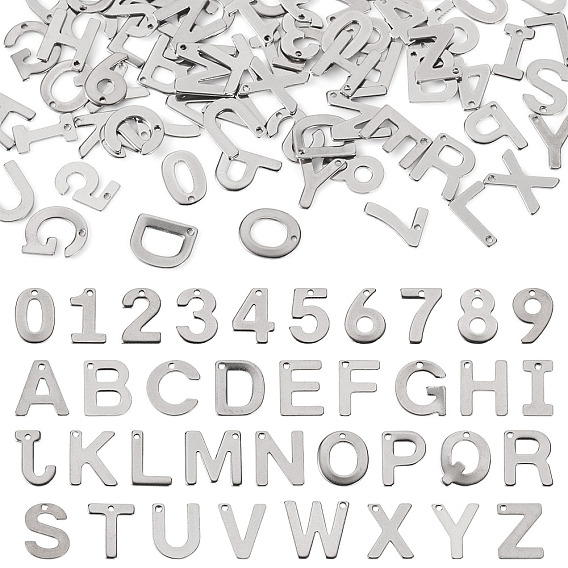 144 шт. 36 шт. подвески из нержавеющей стали с цифрами 0~9 и буквами a~z
