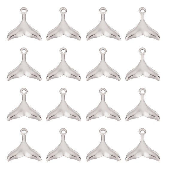 20Pcs 304 Stainless Steel Pendants, Whale Tail Shape