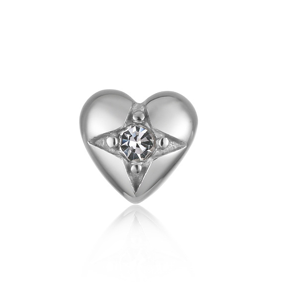 316 Кольца для языка из хирургической нержавеющей стали с микропрорезями и прозрачным кубическим цирконием, сердце