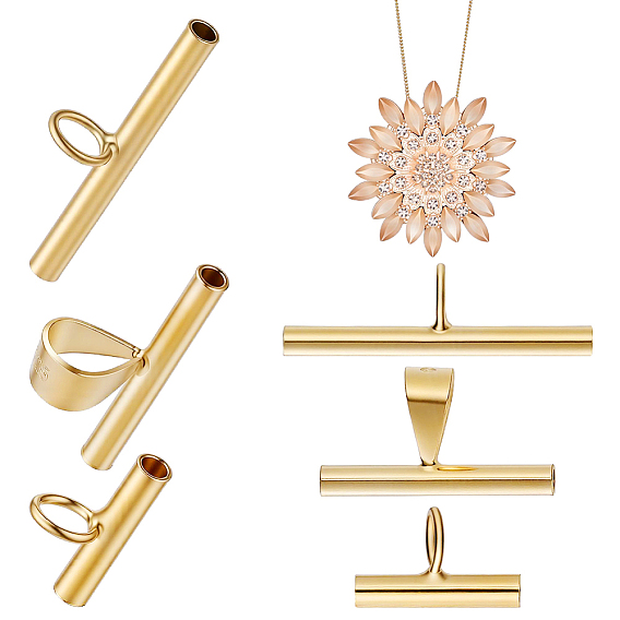 3pcs 3 styles 925 convertisseur de broche en pendentif en argent sterling, convertisseur de broche en collier, 1Tuyau en silicone (pièce)