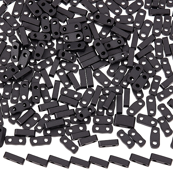 315Pcs 2-Hole Baking Paint Glass Seed Beads, Rectangle