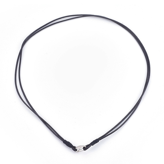 Waxed Cord Necklace Making, with Stainless Steel Clasps, Stainless Steel Color