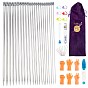 Knitting Tool Set, with Single Pointed Stainless Sweater Needles, Scissor, Knitting Stitch Markers, Measure Tape, Needles Point Protectors, Tube and Large-eye Blunt Needles, Flannelette Bag