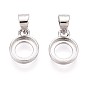 Настройки Серебряный кулон кабошон 925 стерлингов, плоско-круглые, с кнопкой на поруки, настройки открытой спины