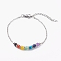 Chakra Jewelry, Natural & Synthetic Gemstone Beaded Bracelets, with 304 Stainless Steel Cable Chains, Round, Stainless Steel Color